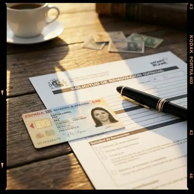 DNI español junto a formulario de cambio de datos